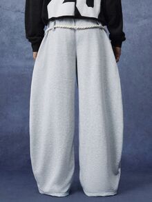 PAVTROS Men's Casual Loose Curved Leg Sweatpants - Grey - View 2