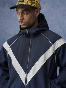PAVTROS Men's Street Style Casual Hooded Jacket, Autumn - Navy Blue - View 5