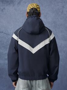 PAVTROS Men's Street Style Casual Hooded Jacket, Autumn - Navy Blue - View 2
