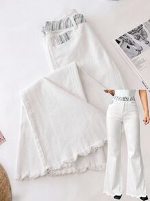 GlowEve Women's Striped Patchwork Tassel Trim Flare Jeans - Multicolor - View 1