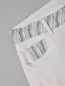 GlowEve Women's Striped Patchwork Tassel Trim Flare Jeans - Multicolor - View 4