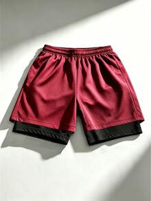 Gym Rark Men's Contrast Color Spider Print Sports Shorts - Burgundy - View 2