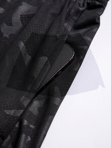 Gym Rark Quần short thể thao nam 2 lớp, eo rút dây, họa tiết nhện, phong cách thường ngày đa năng - màu đen - Xem 3