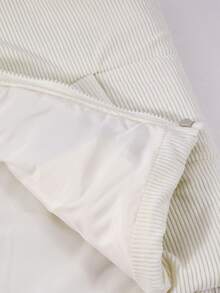 SHEIN 女款深藍色加厚短版棉服外套，長袖抓絨，秋季衣物，秋冬立領拉鍊不對稱漸層短款棉衣 - 杏色 - 查看 8