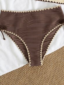Swim Lushoire 2pcs Women Sexy Textured Contrast Color Bikini Swimwear Set For Summer Beach Vacation - Multicolor - View 5