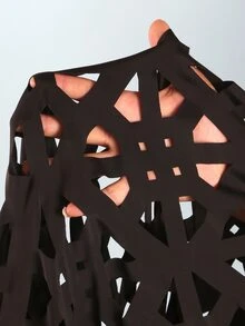 Sirith 新款夏季女士黑色激光镂空露背性感连体泳衣裙套装，时尚泳池装 - 黑色 - 查看 9