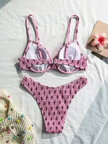 Swim Vcay 女款夏季海灘全印花細肩帶比基尼三角褲兩件式泳衣套裝 - 彩色 - 查看 4