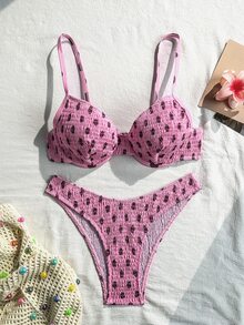 Swim Vcay 女款夏季海灘全印花細肩帶比基尼三角褲兩件式泳衣套裝 - 彩色 - 查看 3