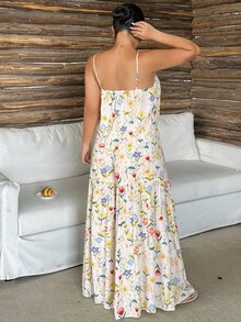 Dazy Plus Sweet Ditsy Floral Camisole Top & Wide Leg Pants 2-Piece Set, Elegant Pajama Set For Spring, Summer And Early Autumn - Apricot - View 7