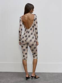 Musera Resort 模糊波點船領長袖七分褲連身褲 秋季外出夜生活 甜美俏皮女孩風 - 彩色 - 查看 5