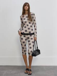 Musera Resort 模糊波點船領長袖七分褲連身褲 秋季外出夜生活 甜美俏皮女孩風 - 彩色 - 查看 3