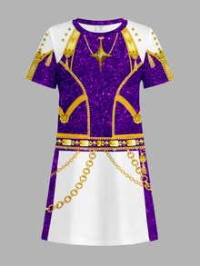 Young Girl 1pc Chain Kids Print Dress - Multicolor - View 4