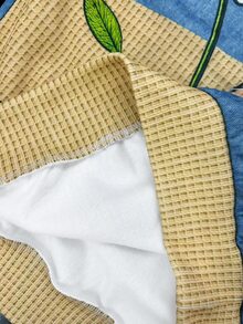 SHEIN 女款仿丹寧拼接華夫格針織貓咪與雛菊印花運動衫 - 彩色 - 查看 7