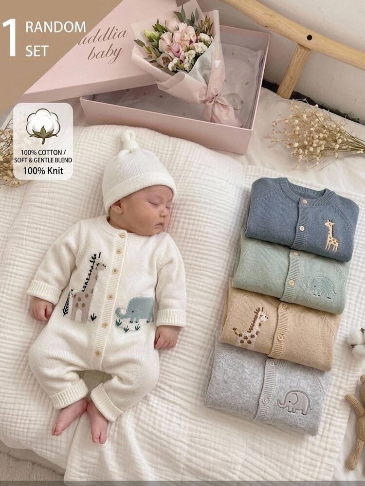 LMoss Kids Baby Boy Knit Autumn/Winter Cute Sweater Romper Family Matching 1st Birthday White Cute - Multicolor - View 1