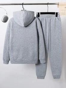 SHEIN 青少年男孩連帽衫與運動衫套裝 - 灰色 - 查看 4
