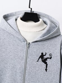 SHEIN 青少年男孩連帽衫與運動衫套裝 - 灰色 - 查看 5