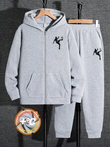 SHEIN 青少年男孩連帽衫與運動衫套裝 - 灰色 - 查看 6
