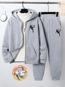 SHEIN 青少年男孩連帽衫與運動衫套裝 - 灰色 - 查看 3