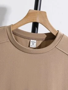 SHEIN 青少年男孩純色短袖T恤與寬腿褲休閒套裝 - 彩色 - 查看 4