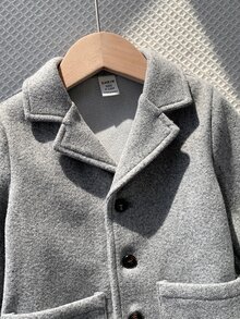 SHEIN Baby Boy Solid Color Casual Versatile Long Sleeve Cardigan Jacket Fall/Winter Clothes Back To School Clothes - Grey - View 5