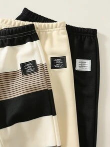 3pcs Baby Boy Colorful Striped Knit Soft Elastic Waist Cuffed Long Pants Fall And Winter Back To School Clothes - Multicolor - View 6