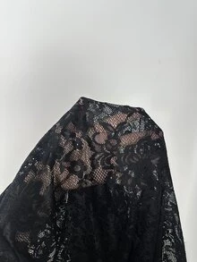 Silquee 高領蕾絲連身內衣（不含內胸罩） - 黑色 - 查看 9