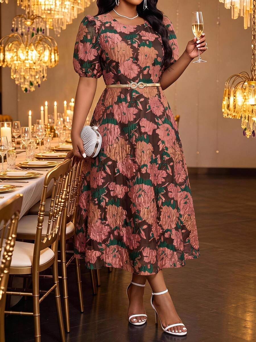 Fleurora Plus Size Dresses Wedding Dinner Theme Party Evening Date Night Cocktail Formal Dark Green Elegant Celestial Rustic Business Casual Summer - Multicolor - View 1