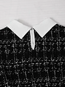 Tween Girl Black Plaid Long Sleeve Black Dresses Homecoming Dress Fall Style US Fall Style - Black - View 8