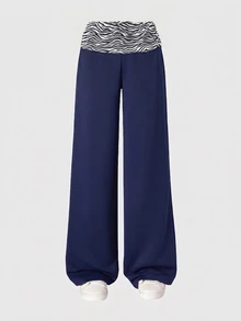Tween Girl Zebra Stripe Patchwork Sweatpants - Multicolor - View 4