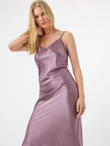 KÆRIA Hus Solid Slim Fit Cami Dress - Mauve Purple - Night Out, Dinner, Date, Party, Date Night, Summer, Sexy, Elegant, Minimalist, Modest, Modern - Purple - View 3