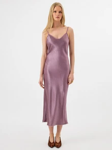 KÆRIA Hus Solid Slim Fit Cami Dress - Mauve Purple - Night Out, Dinner, Date, Party, Date Night, Summer, Sexy, Elegant, Minimalist, Modest, Modern - Purple - View 5