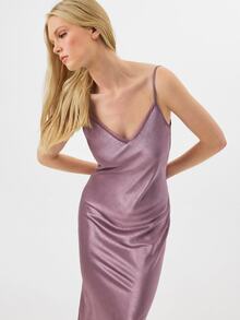 KÆRIA Hus Solid Slim Fit Cami Dress - Mauve Purple - Night Out, Dinner, Date, Party, Date Night, Summer, Sexy, Elegant, Minimalist, Modest, Modern - Purple - View 6