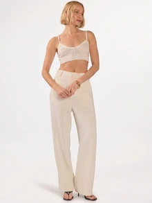 KÆRIA Hus Pointelle Knit Bralette - Sheer Soft Touch Knit With Wool Silk - White - Feminine, Soft Knit, Brunch, Going Out, Summer, Home, Cute,Comfortable - White - View 6