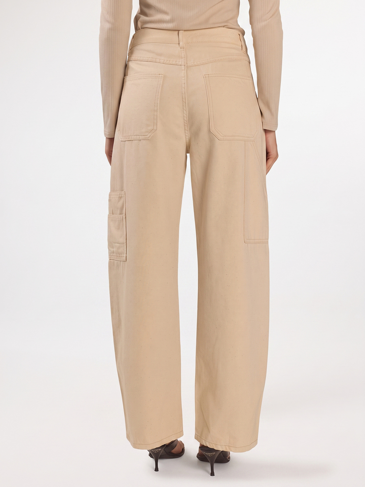 KÆRIA Hus Utility Wide Leg Jeans - Cotton Linen Twill - Natural - Beige, Relaxed, Casual, Everyday School, Work Holidaywear Back-To-School Summer Holiday - White - View 2