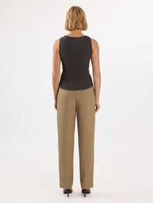 KÆRIA Hus Ruched Asym Tank Top - Textured Stretch - Dark Grey - Comfortable, Modern Modest Elegance Minimalist, Soft Touch, Effortless Work Brunch Summer - Black - View 2