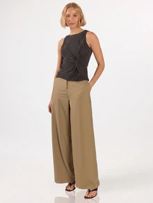 KÆRIA Hus Ruched Asym Tank Top - Textured Stretch - Dark Grey - Comfortable, Modern Modest Elegance Minimalist, Soft Touch, Effortless Work Brunch Summer - Black - View 7