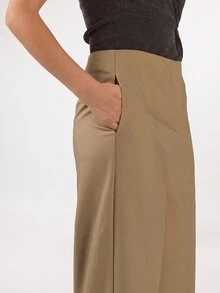 KÆRIA Hus Flat Front Trouser - Compact Stretch Suiting - Khaki - Comfort, Work, Office Business, Day Wearing, Refined Autumn Elegant Casual - Grey - View 5