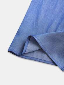 SHEIN LUNE Solid Lantern Sleeve Top Wide Leg Pants Travel Aqua Blue Autumn Casual - Blue - View 5