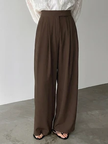 DAZY Women's Solid Color Simple Casual Long Pants,Teacher Pants - Brown - View 4