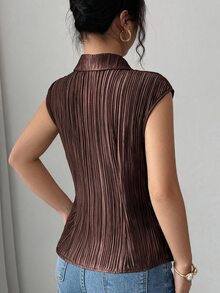 SHEIN Unity Women's Solid Color Casual Elegant Versatile Daily Wear Top Brunch Dark Brown Summer - Coffee Brown - View 7