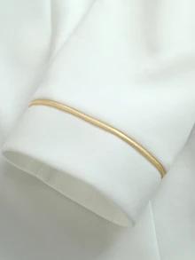 SHEIN Gaun Wanita Elegan dengan Leher Persegi dan Lengan Panjang - Putih - View 7