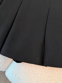 Franclia Falda mini plisada de unicolor casual, de verano - Negro - Ver 5