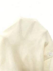 Franclia 法式優雅編織翻領長袖綁帶前襟，夏季新款白色女裝襯衫 - 杏色 - 查看 7