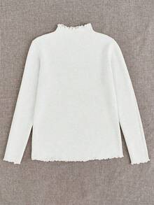 SHEIN Fiorisel 高领荷叶边保暖修身毛衣，秋冬新款加厚长袖套头衫，长袖针织套头衫 - 白色 - 查看 2