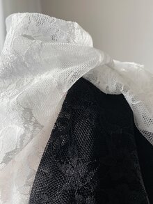 Comfortcana 大尺碼女款圓領長袖透視時尚上衣 - 黑色 - 查看 5