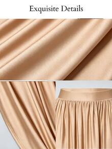 SOLERSUN Women's Autumn High-End Waist-Cinched Asymmetrical Hem Ruched Gold Bodycon Skirt Wedding Miami Vacation Dinner Bar Party Elegant Sexy - Khaki - View 11