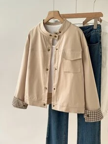 Plus Size Coats - Khaki - View 6