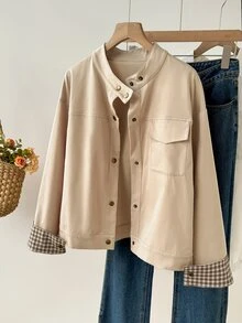Plus Size Coats - Khaki - View 4