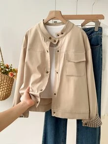 Plus Size Coats - Khaki - View 5