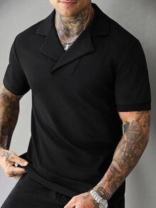SLATEMANN Men's Summer Casual Versatile Solid Color Polo Shirt - Black - View 4